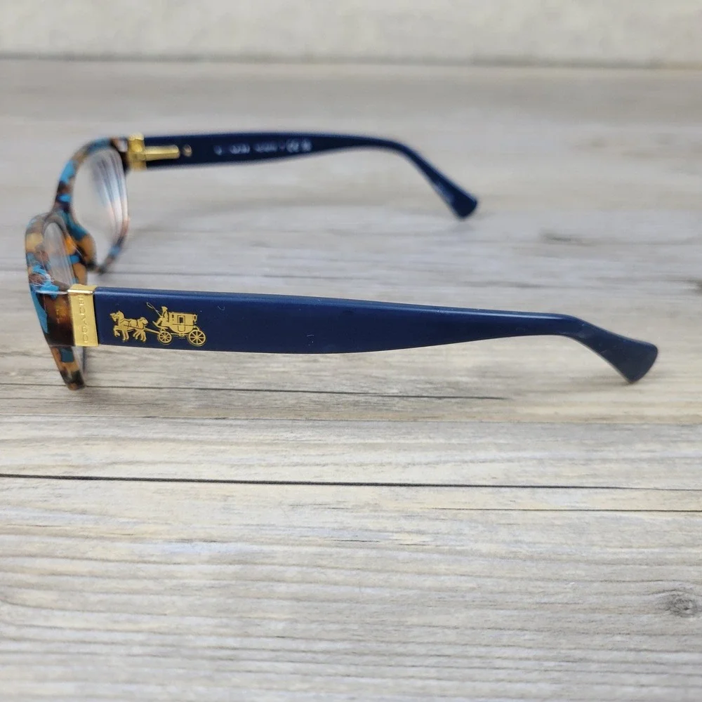 Coach Eyeglass Frames HC 6078 5337 Teal Confetti Tortoise Rectangular 52-16